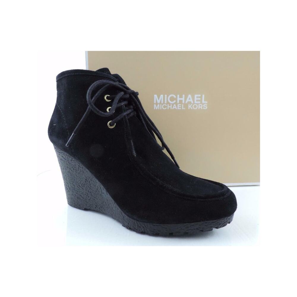 MICHAEL Kors Rory Lace Up Wedge Booties Ankle Boots Suede